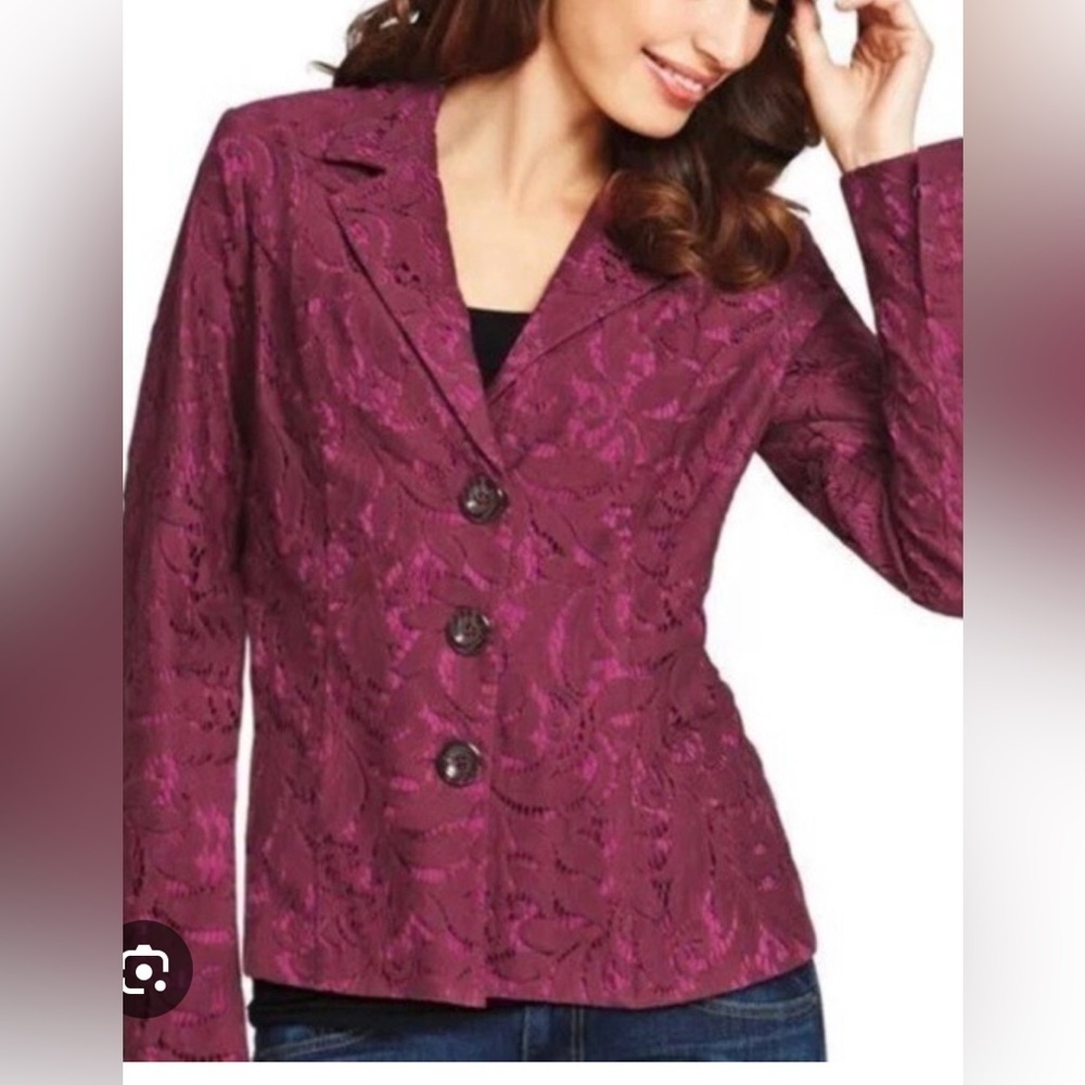 Cabi Women's Lace Blazer in Purple Style 128  Size 6
